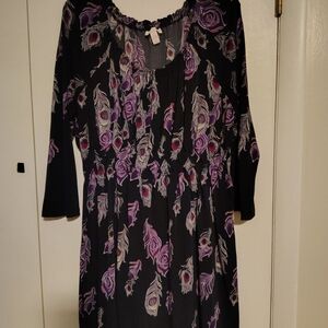 Floral Black and Purple Mini Dress